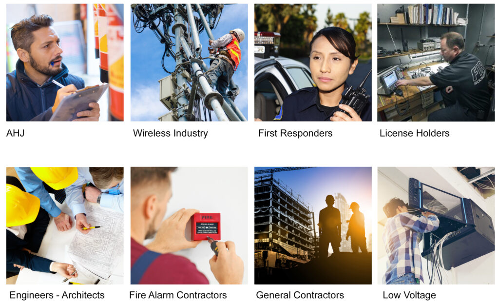 ERCES stakeholders across public safety, code officials, licensees, owners, designers, and integrators